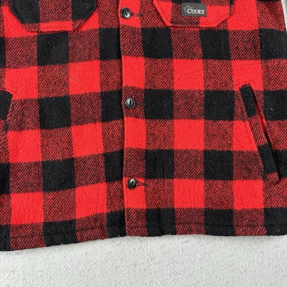 Vintage Codet Jacket Men’s Medium Buffalo Plaid Red Black Wool Hunting - Picture 12 of 16